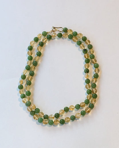 Lemon Citrine & Nephrite Jade Bead Necklace | Mikkel Brøgger - Bon Ton goods