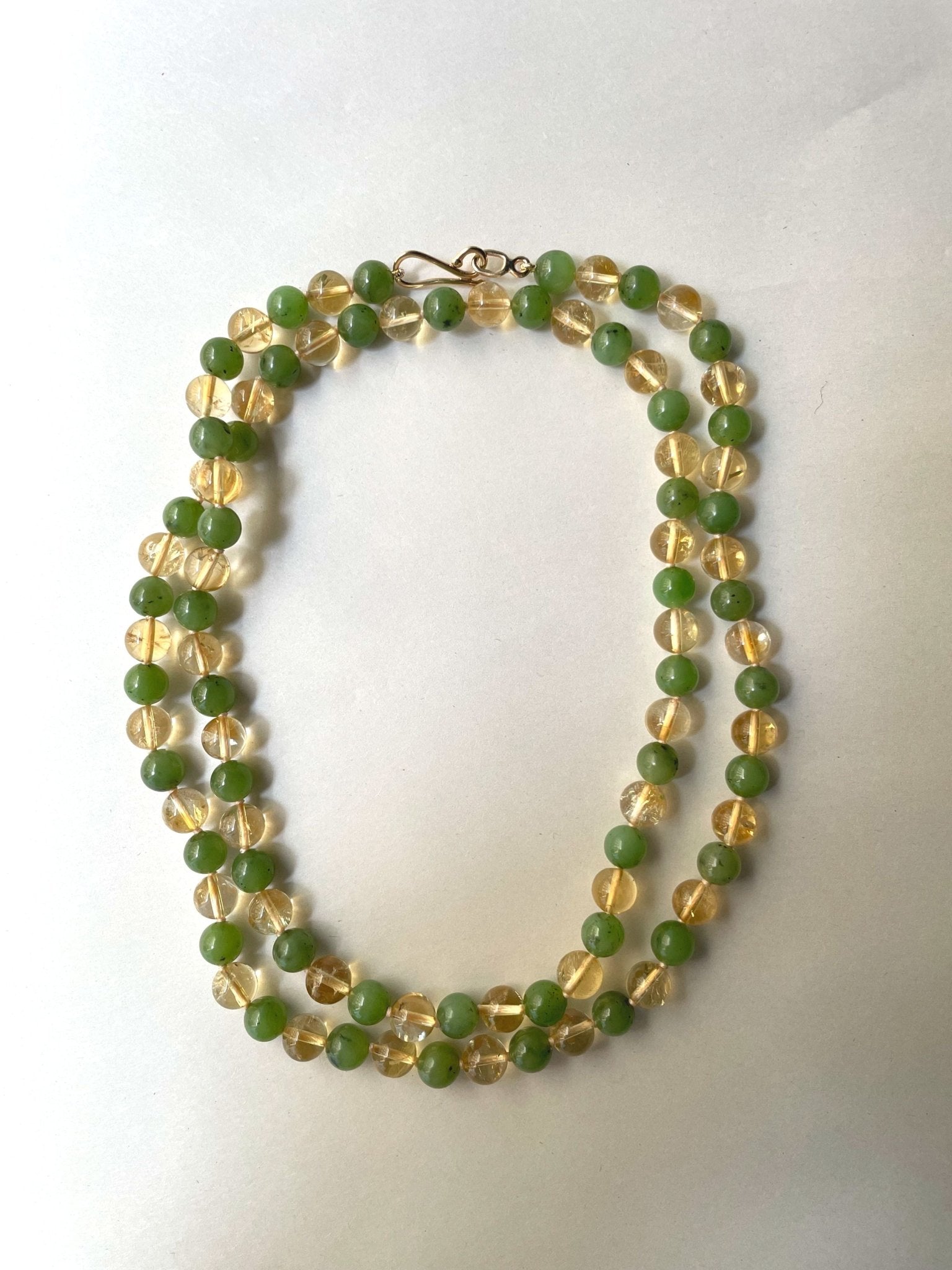 Lemon Citrine & Nephrite Jade Bead Necklace | Mikkel Brøgger - Bon Ton goods