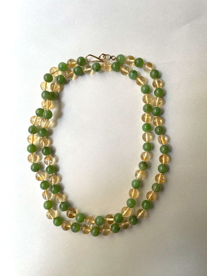 Lemon Citrine & Nephrite Jade Bead Necklace | Mikkel Brøgger - Bon Ton goods