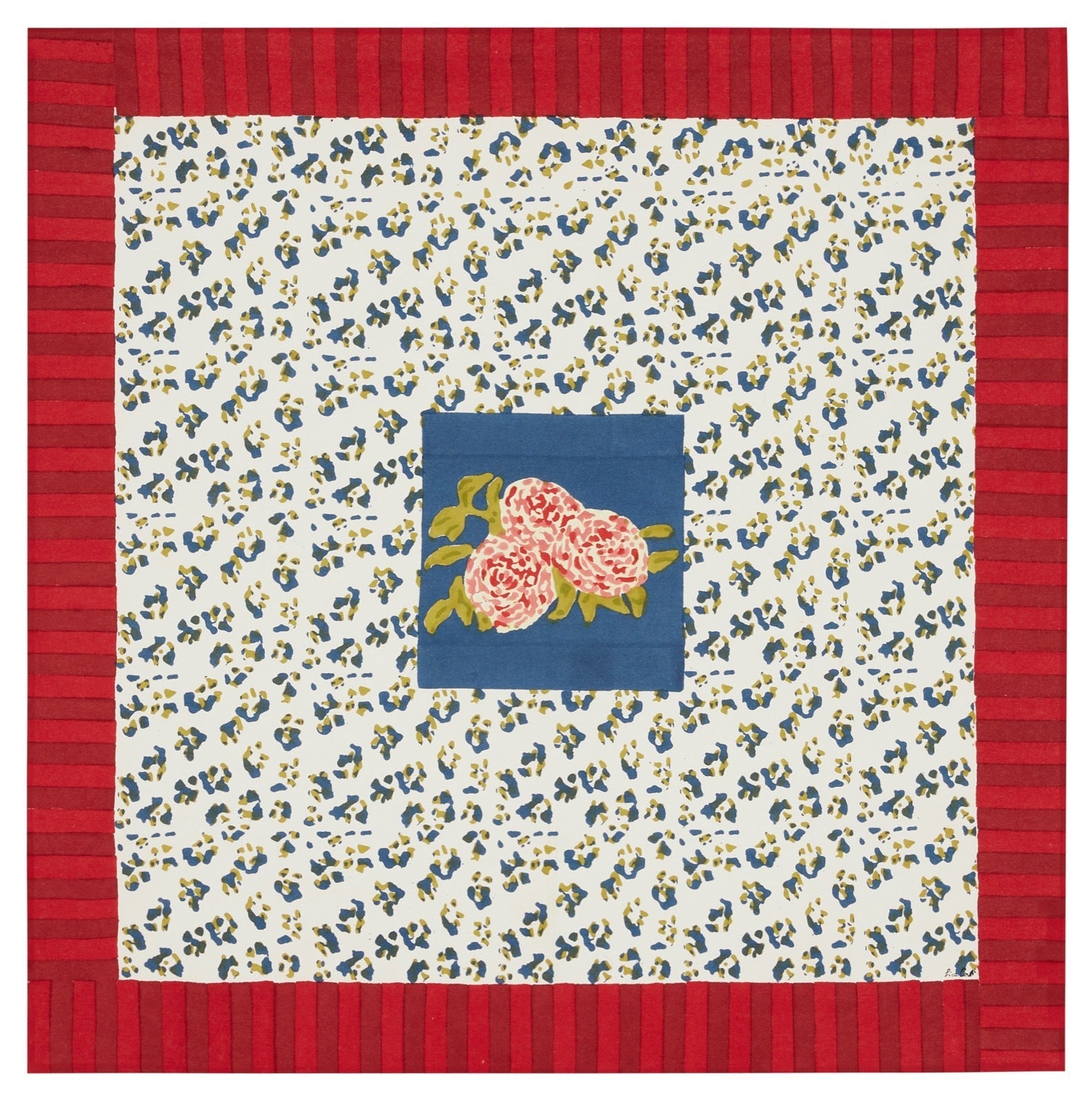 Leopard Stripes Dark Blue Cotton Cloth 110x110 | Lisa Corti - Bon Ton goods