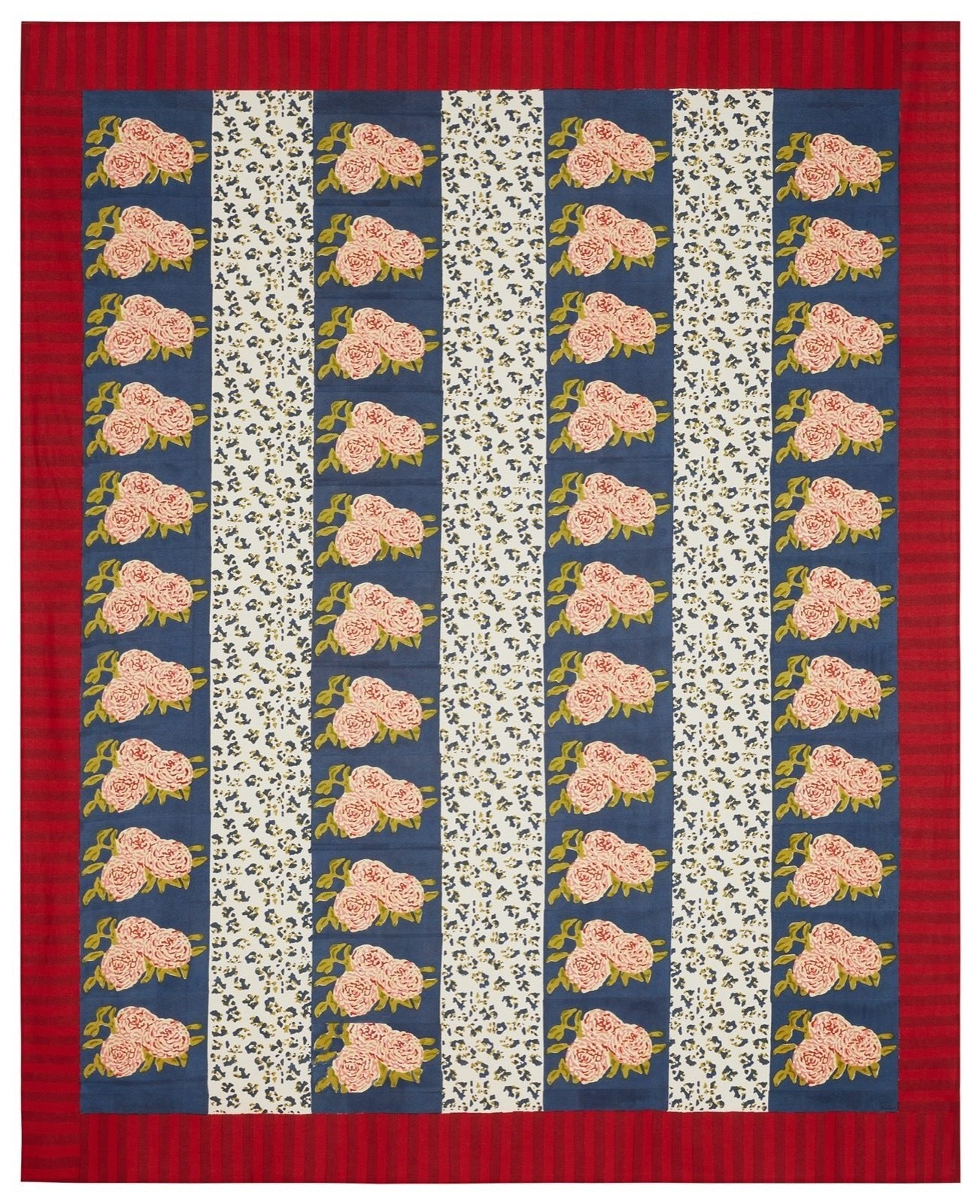 Leopard Stripes Dark Blue Cotton Cloth 220 x 270 | Lisa Corti - Bon Ton goods