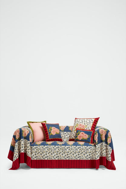 Leopard Stripes Dark Blue Cotton Cloth 220 x 270 | Lisa Corti - Bon Ton goods
