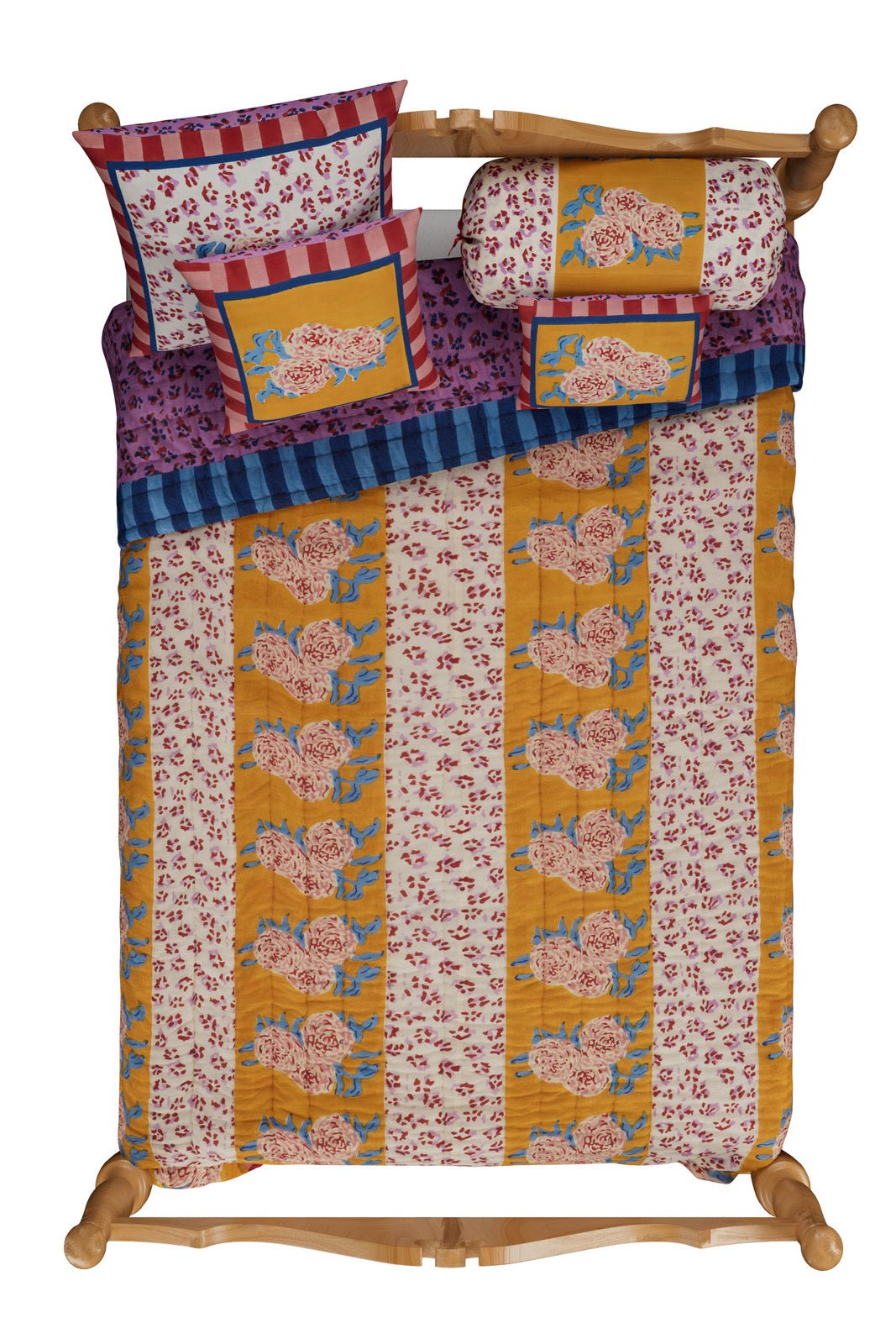 Leopard Stripes Gold Quilt – 220X270 | Lisa Corti - Bon Ton goods