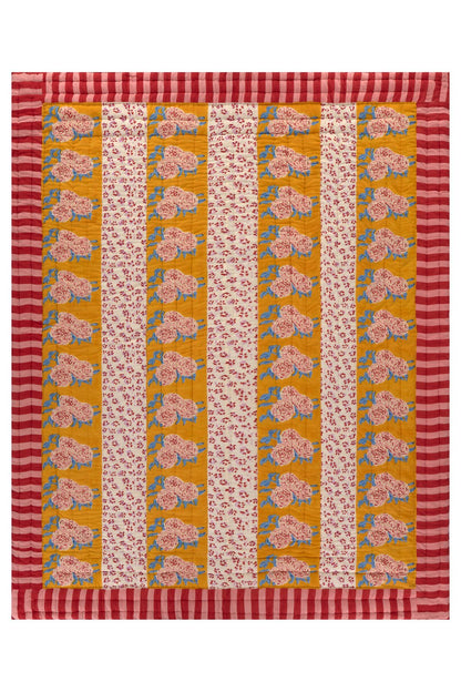Leopard Stripes Gold Quilt – 220X270 | Lisa Corti - Bon Ton goods