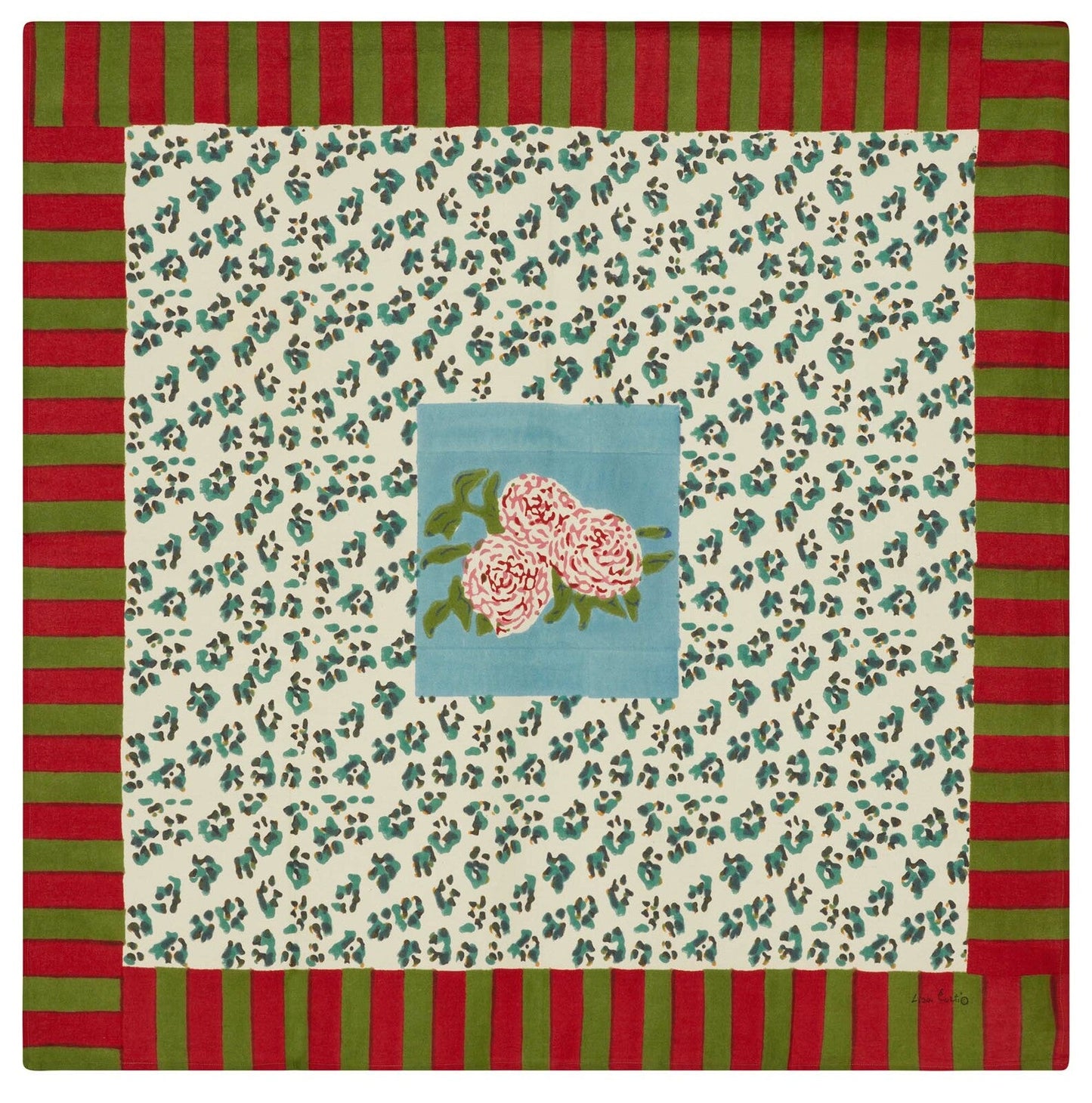 Leopard Stripes Sky - Tablecloth 110X110 | Lisa Corti - Bon Ton goods
