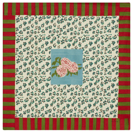 Leopard Stripes Sky - Tablecloth 110X110 | Lisa Corti - Bon Ton goods