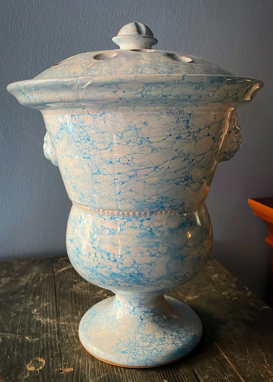Light Blue Marbleized Bouquetière - Tulipiere Lion Tulip Vase – Medium | Handmade Erik Bendtsen Ceramics - Bon Ton goods
