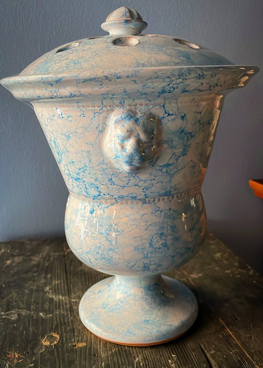 Light Blue Marbleized Bouquetière - Tulipiere Lion Tulip Vase – Medium | Handmade Erik Bendtsen Ceramics - Bon Ton goods