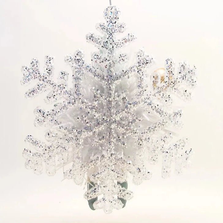 Light Blue Snowflake Santa Ornament - Vintage Inspired Spun Cotton | Vintage by Crystal Spun Cotton Ornament - Bon Ton goods