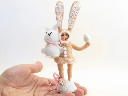 Light Pink Bunny Child Figure - Vintage by Crystal | Vintage by Crystal Spun Cotton Ornament - Bon Ton goods