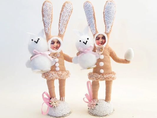 Light Pink Bunny Child Figure - Vintage by Crystal | Vintage by Crystal Spun Cotton Ornament - Bon Ton goods