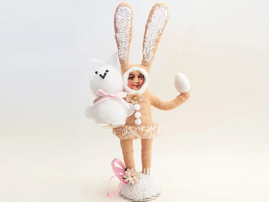 Light Pink Bunny Child Figure - Vintage by Crystal | Vintage by Crystal Spun Cotton Ornament - Bon Ton goods