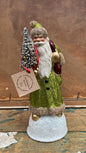 Lime Green Brilliant Glitter Santa, Golden Edge Beaded | Ino Schaller - Bon Ton goods