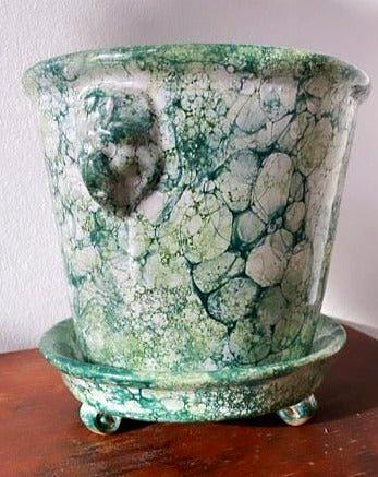 Lion Pot Marbleized Dark Green - Large - Bon Ton goods