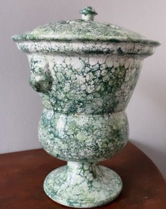 Lion Tulip Vase Marbleized Dark Green - Bon Ton goods