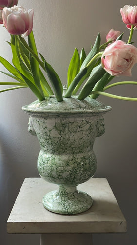 Lion Tulip Vase Marbleized Green - Bon Ton goods