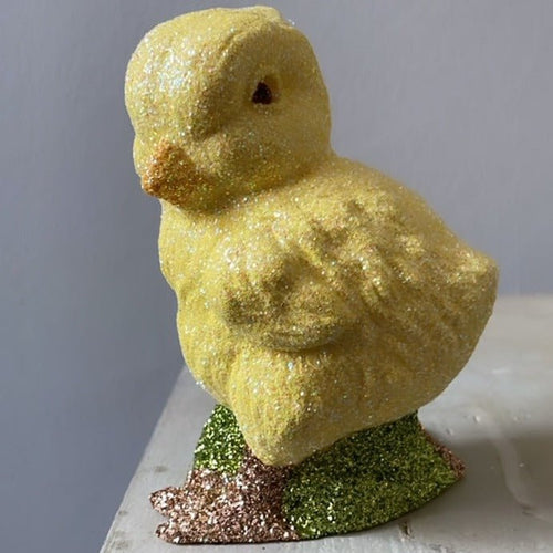 Little Chick - Cream Yellow Glitter Chicken - Ino Schaller - Bon Ton goods