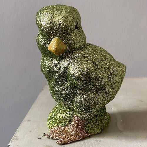 Little Chick - Moss Green Glitter Chicken - Ino Schaller - Bon Ton goods