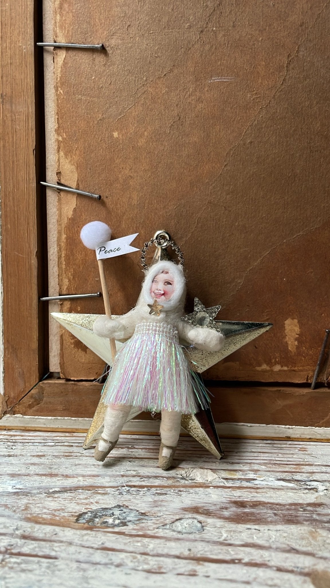 Little Star Angel Ornament | Vintage by Crystal Spun Cotton Ornament - Bon Ton goods