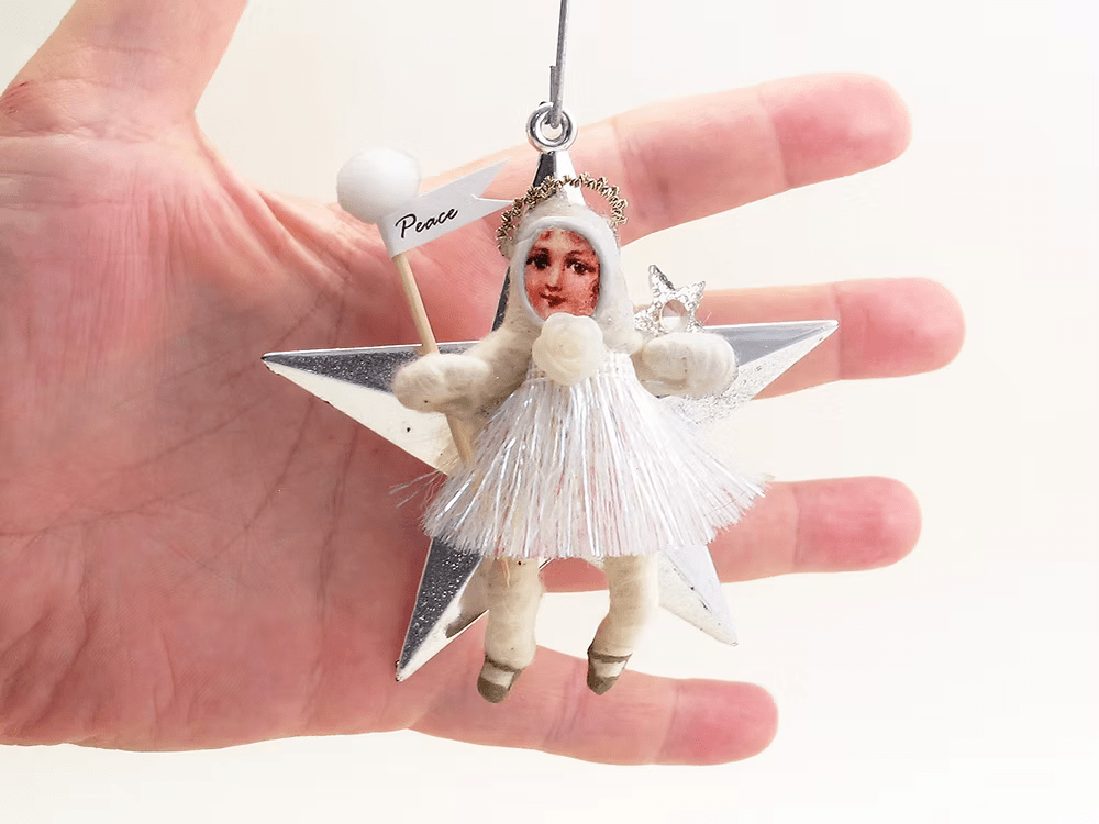 Little Star Angel Ornament | Vintage by Crystal Spun Cotton Ornament - Bon Ton goods