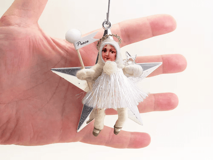 Little Star Angel Ornament | Vintage by Crystal Spun Cotton Ornament - Bon Ton goods