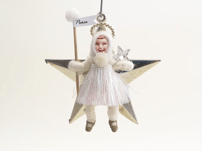 Little Star Angel Ornament | Vintage by Crystal Spun Cotton Ornament - Bon Ton goods