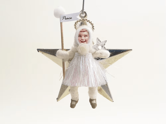 Little Star Angel Ornament | Vintage by Crystal Spun Cotton Ornament - Bon Ton goods