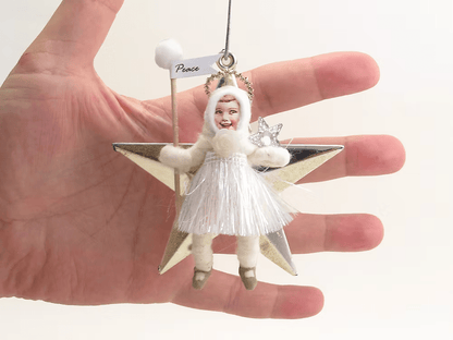 Little Star Angel Ornament | Vintage by Crystal Spun Cotton Ornament - Bon Ton goods