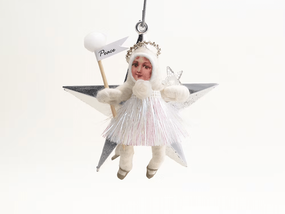 Little Star Angel Ornament | Vintage by Crystal Spun Cotton Ornament - Bon Ton goods