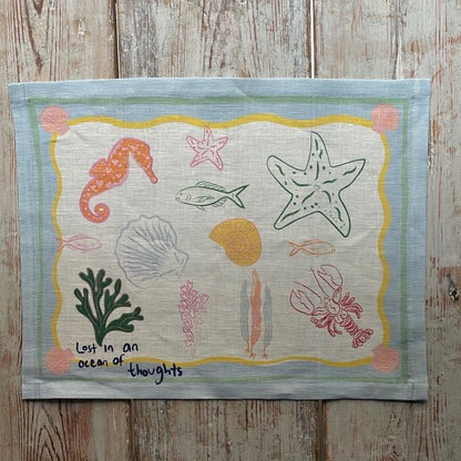 Lost in Thoughts of Ocean Placemat (Light Blue & White) - NojiNoji - Bon Ton goods