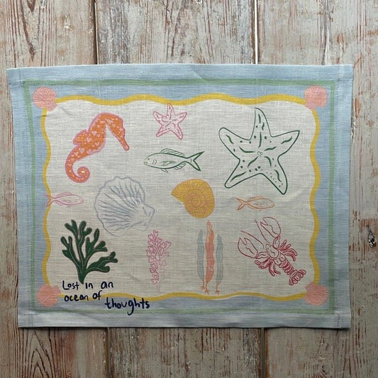 Lost in Thoughts of Ocean Placemat (Light Blue & White) - NojiNoji - Bon Ton goods