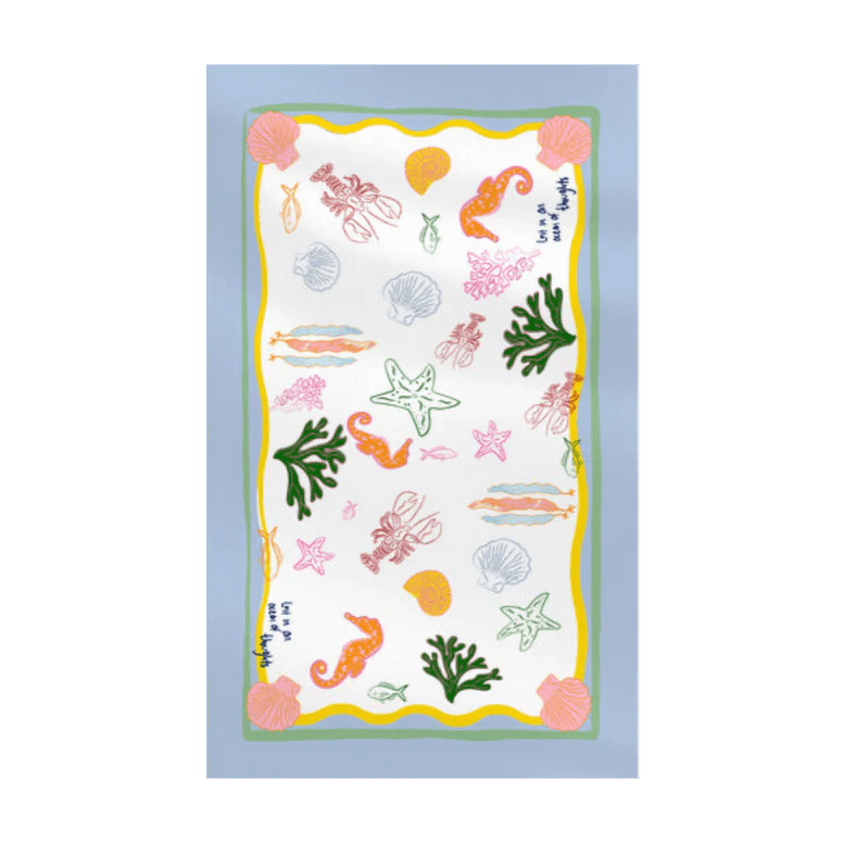 Lost in Thoughts of Ocean Tablecloth (Light Blue & White) - NojiNoji - Bon Ton goods