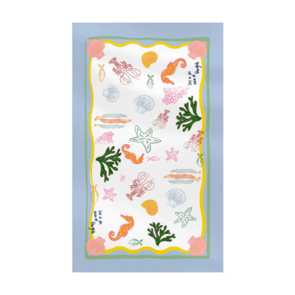 Lost in Thoughts of Ocean Tablecloth (Light Blue & White) - NojiNoji - Bon Ton goods