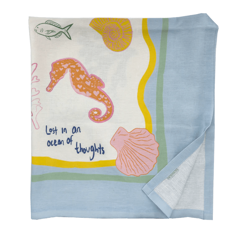 Lost in Thoughts of Ocean Tablecloth (Light Blue & White) - NojiNoji - Bon Ton goods