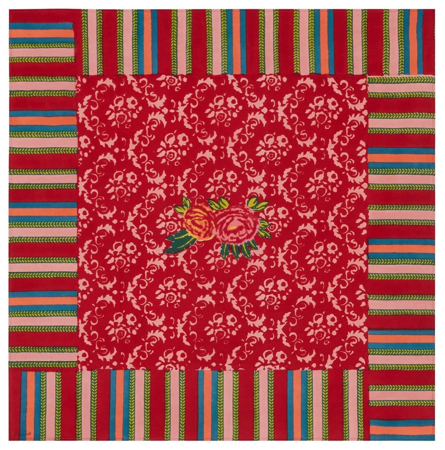Love Flower Red Cotton Cloth 110x110 | Lisa Corti - Bon Ton goods