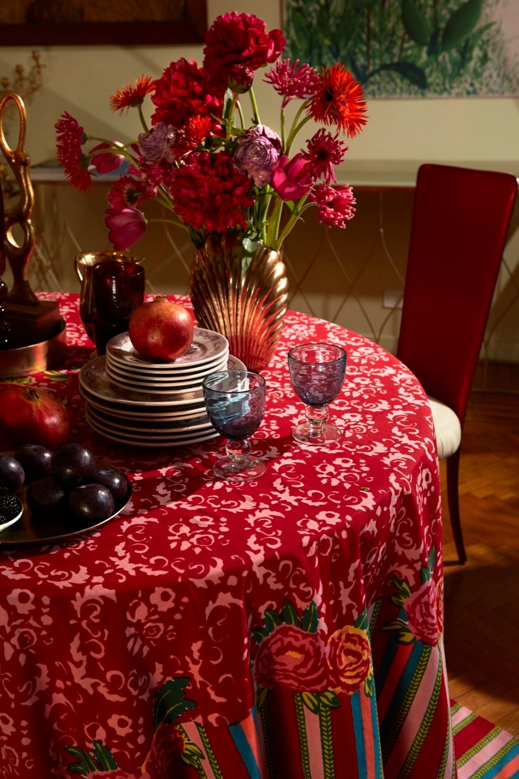 Love Flower Red Cotton Cloth 110x110 | Lisa Corti - Bon Ton goods