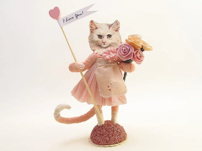 Lovely Kitty Figure | Vintage by Crystal Spun Cotton Ornament - Bon Ton goods