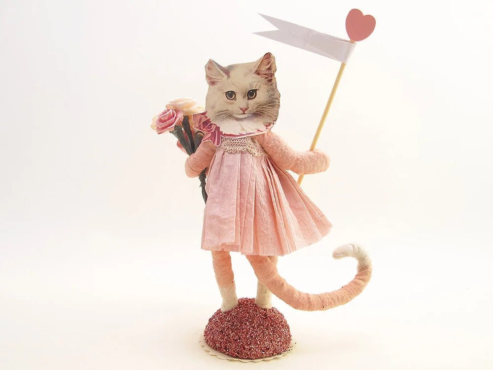 Lovely Kitty Figure | Vintage by Crystal Spun Cotton Ornament - Bon Ton goods