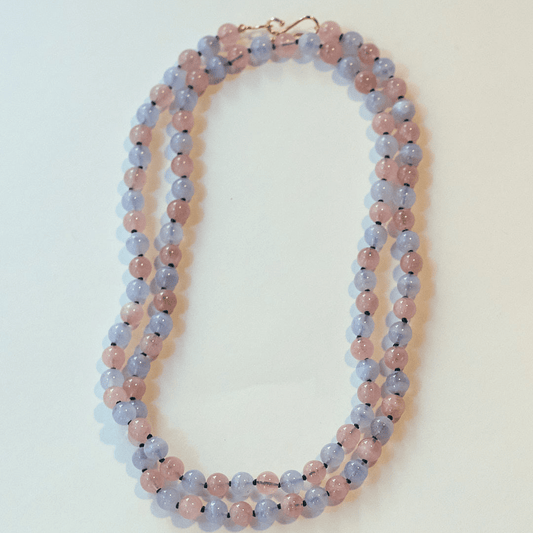 Madagascan Rose Quartz & Blue Lace Agate Necklace | Mikkel Brøgger - Bon Ton goods