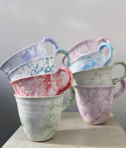 Marbleized Ceramic Mugs - Bon Ton goods