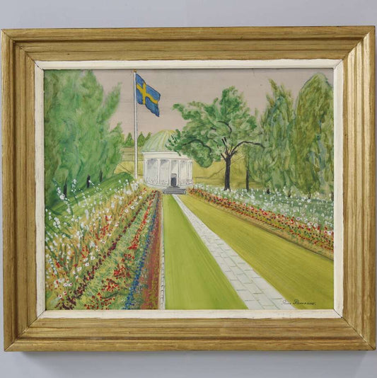 Margareta Pavilion, Malmö, Sweden – Vintage Oil on Panel - Bon Ton goods