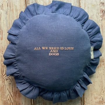 Margret Frill Cushion (Dull-Blue) - Bon Ton goods