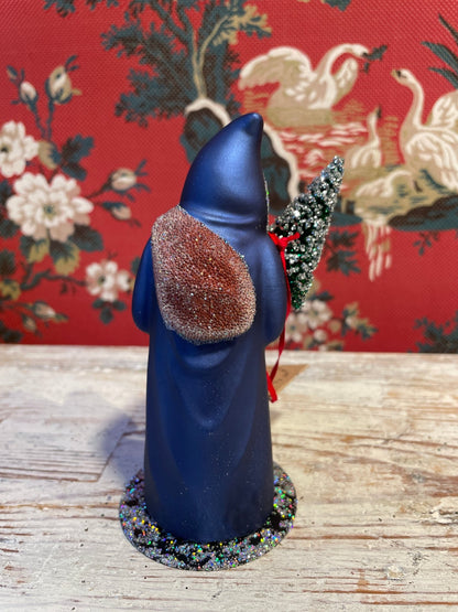 Matte Blue Santa With Silver Trim | Ino Schaller - Bon Ton goods