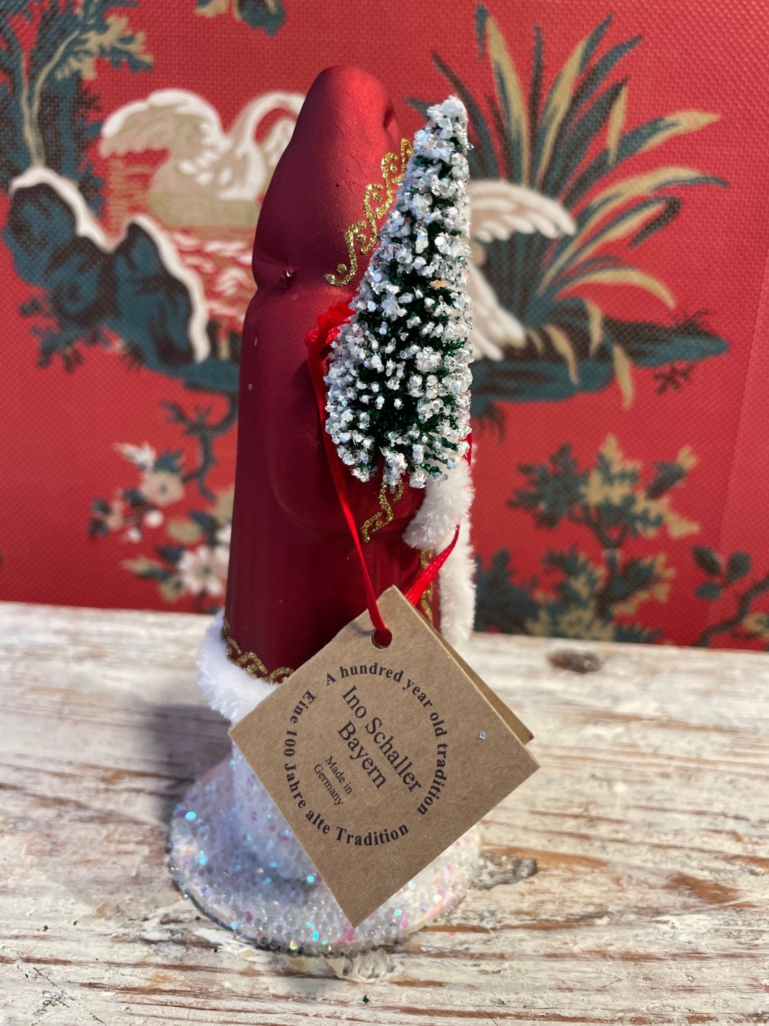 Matte Red Santa With White and Gold Trim And Tree | Ino Schaller - Bon Ton goods