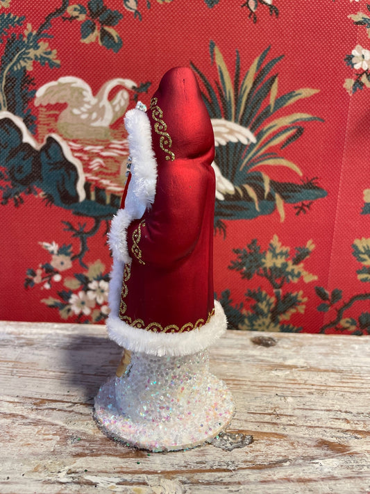 Matte Red Santa With White and Gold Trim And Tree | Ino Schaller - Bon Ton goods
