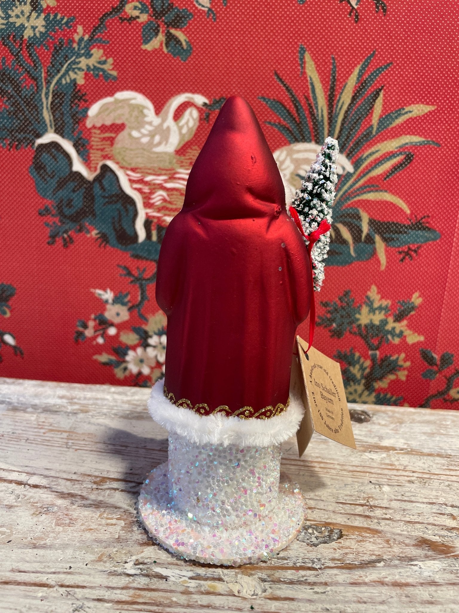 Matte Red Santa With White and Gold Trim And Tree | Ino Schaller - Bon Ton goods