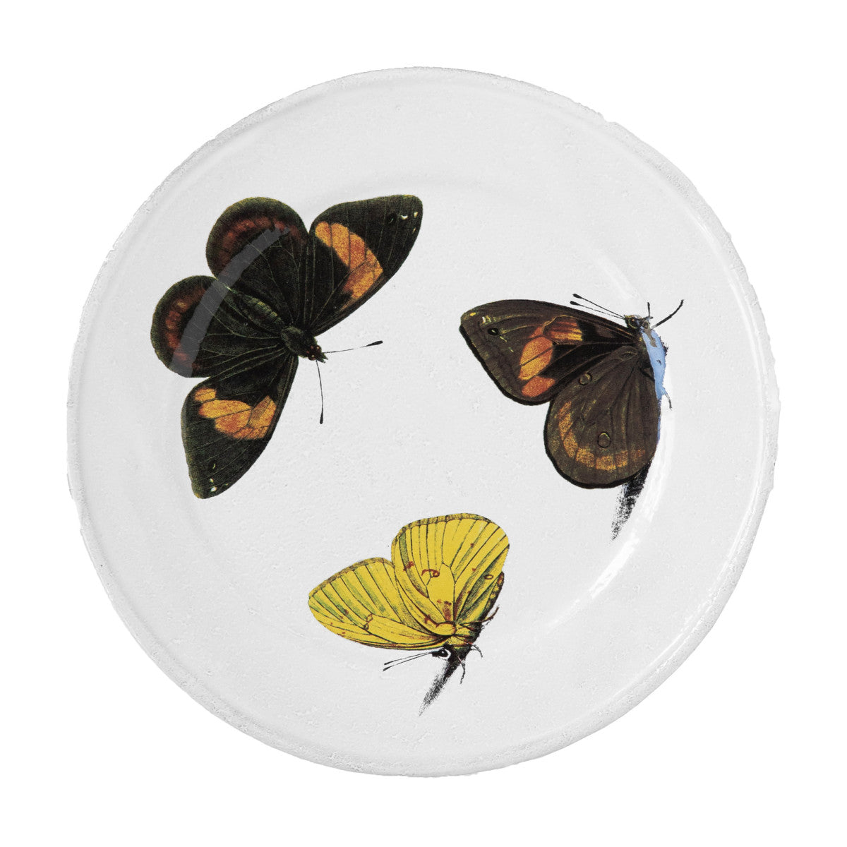 John Derian Medium Three Butterflies Plate, set of 6 by Astier de Villatte, official product view