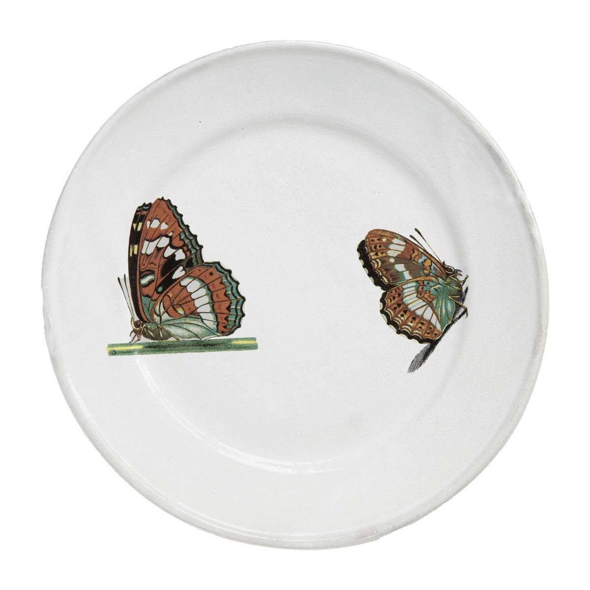 John Derian Medium Two Landed Butterflies Plate, set of 6 by Astier de Villatte, official product view