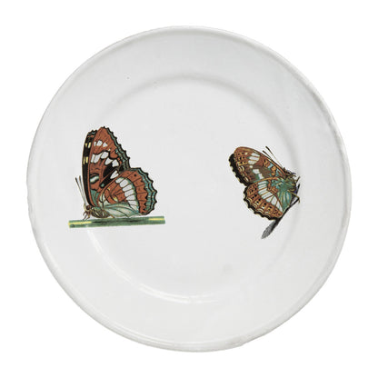 John Derian Medium Two Landed Butterflies Plate, set of 6 by Astier de Villatte, official product view