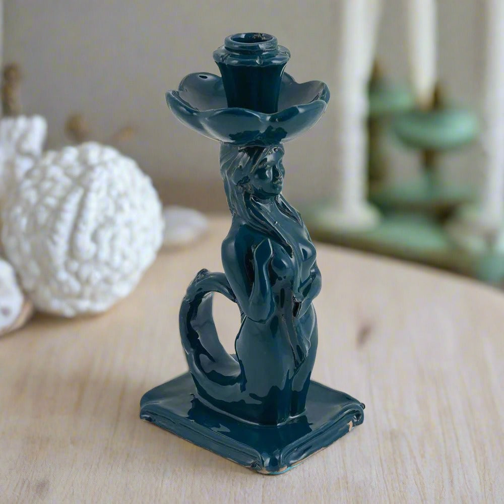 Mermaid Candle Holder Ocean Teal - Bon Ton goods